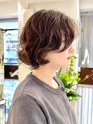 ショート パーマ デジタルパーマ 🌀ボブ　萩原　龍のヘアスタイル