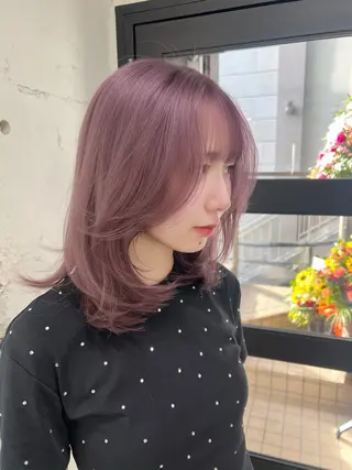 セミロング ナナ♡レイヤーカット ♡似合わせカラーのヘアスタイル