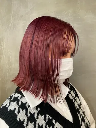 ミディアム カラー 酸性縮毛矯正 Coreすずのヘアスタイル