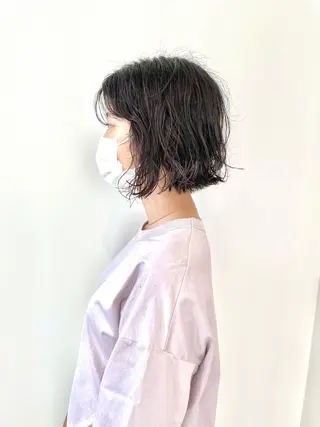ショート カラー パーマ ボブ/縮毛/レイヤー モトナリのヘアスタイル