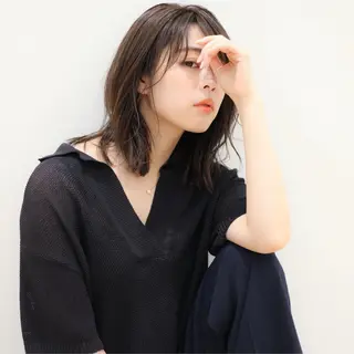 ミディアム カラー パーマ ヘアアレンジ 髪質改善/韓国風 レイヤー/田村祐樹のヘアスタイル
