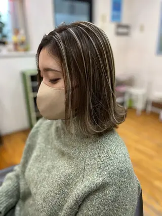 ミディアム カラー 三輪 太一のヘアスタイル
