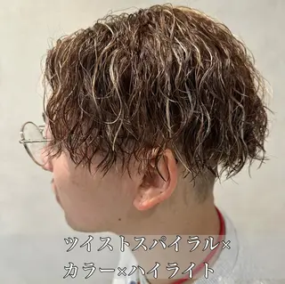 ショート カラー パーマ メンズ 💈メンズ特化 美容師サキ💈のヘアスタイル