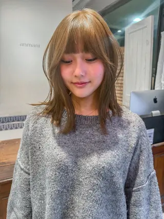 ミディアム カラー 🎀韓国レイヤー 🎀白石菜々のヘアスタイル
