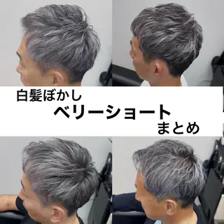 ショート カラー メンズ 白髪ぼかし大人メンズ 根本零のヘアスタイル