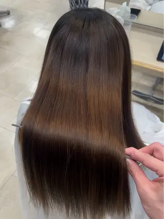 ロング シャドウパーマ／骨格 矯正カット　トモキのヘアスタイル