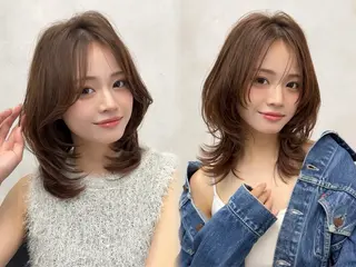 ミディアム レイヤー/ハイトーン 🍎森貝洋亮🍎のヘアスタイル