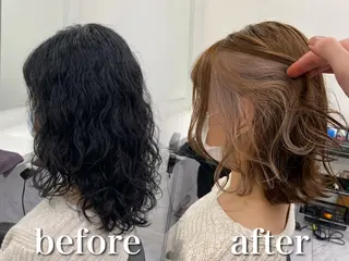 ショート カラー ブリーチ縮毛矯正飛我 韓国ヘア🫧のヘアスタイル