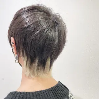 カラー メンズ 渡部凌我 小顔ウルフ ハイトーンカラーのヘアスタイル