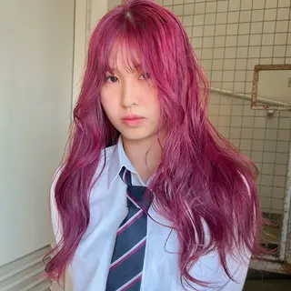 ロング カラー ダブルカラー,透け カラーHINARIのヘアスタイル