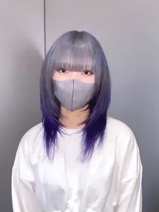 セミロング カラー レイヤー/ブリーチ/ エクステ💫ひかるのヘアスタイル