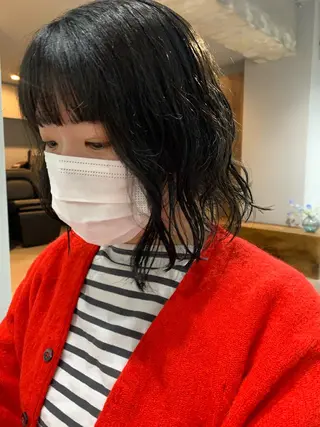 ミディアム パーマ ボブパーマコテ巻き風 パーマNo1深江秀平のヘアスタイル