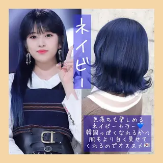 ミディアム カラー ヘアアレンジ 韓国レイヤーカット/ 儚げカラーチナツのヘアスタイル
