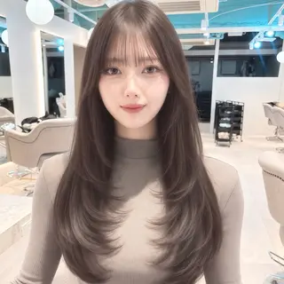ロング 顔周り/レイヤー/ 銀座/kaede🎀のヘアスタイル