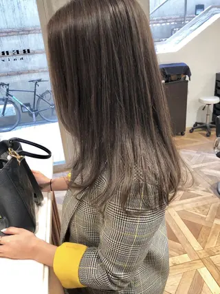 セミロング カラー 銀座/ハイトーン/ hayaka 🖤のヘアスタイル