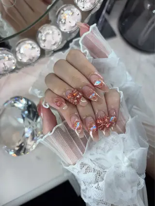 ネイル 24時まで❤︎韓国、 ワンホンネイルのネイルデザイン