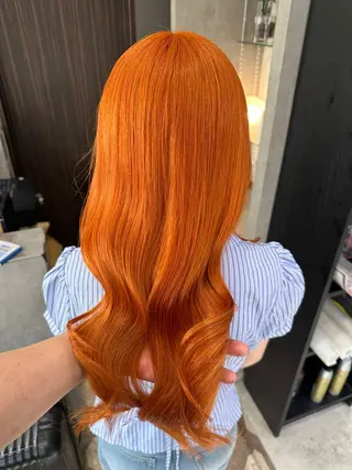 セミロング カラー 天神暖色カラー レイヤー・髪質改善のヘアスタイル