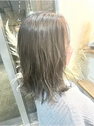 ミディアム カラー パーマ 中村 あやかのヘアスタイル