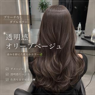 ロング カラー 💖レイヤー縮毛矯正 透明感カラー虎白💖のヘアスタイル