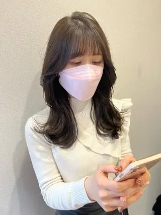 セミロング カラー 外国人対応 佐久間のヘアスタイル