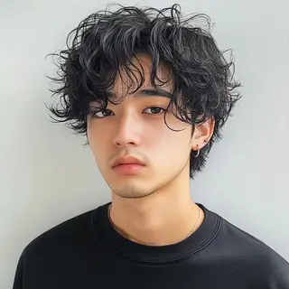 メンズ パーマ 柔らかハイトーン/ 美髪💙ྀི/ミナルのヘアスタイル