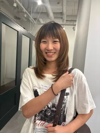 ミディアム カラー ハードパーマ Rico💜のヘアスタイル