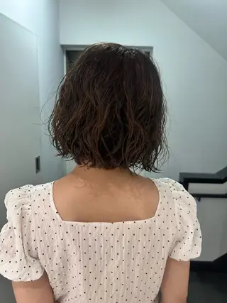 ミディアム カラー パーマ ひかりダブルカラー/ レイヤー/ボブパーマのヘアスタイル