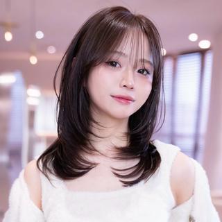 セミロング カラー 新宿/レイヤー/ 透明感カラーしょうごのヘアスタイル
