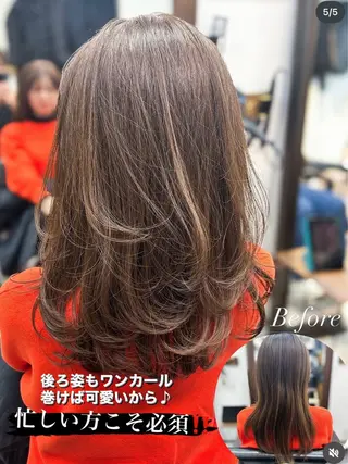 セミロング カラー 顔周りレイヤー/ボブ 銀座✨中野まさひろのヘアスタイル