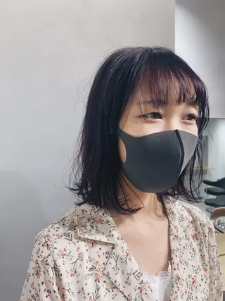 ミディアム カラー ヘアアレンジ ボブパーマコテ巻き風 パーマNo1深江秀平のヘアスタイル