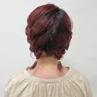 ショート カラー ヘアアレンジ 愛されヘア/ 暖色カラー/まいこのヘアスタイル
