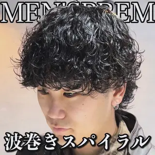 ショート カラー パーマ メンズ センターパート マスターかずまのヘアスタイル