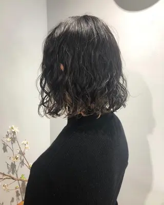 ミディアム パーマ ボブパーマコテ巻き風 パーマNo1深江秀平のヘアスタイル