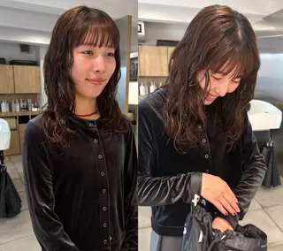 ミディアム パーマ rin 京都美容室のヘアスタイル