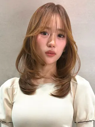 セミロング 仙台Ｉ韓国レイヤー Ｉ髪質改善Ｉ伊藤拓海のヘアスタイル