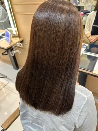 セミロング カラー ゆめ ベージュカラーのヘアスタイル