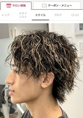 ショート カラー パーマ メンズ ハイライトパーマ👑 パーマ特化🌀舜貴のヘアスタイル