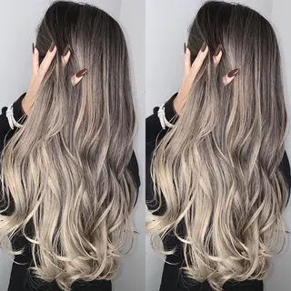 セミロング カラー ブリーチ 透明感HIDEのヘアスタイル