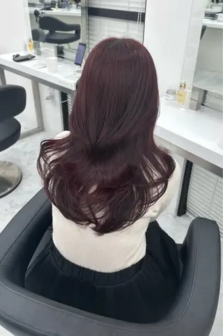 ロング 顔まわりレイヤー/諒 オリーブカラー/天神のヘアスタイル