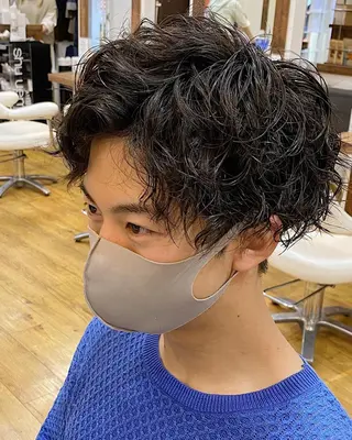 パーマ メンズ 原田 涼矢のヘアスタイル