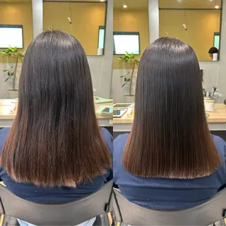 セミロング パーマ hubhair レイヤー/透明感のヘアスタイル