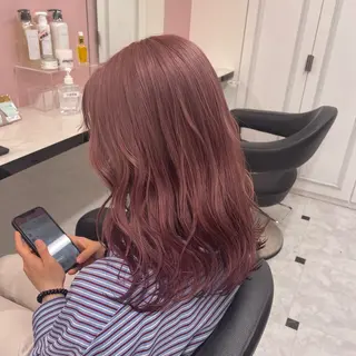セミロング カラー ヘアアレンジ ピンク・ベージュ🩰 カラー🫧とらのヘアスタイル