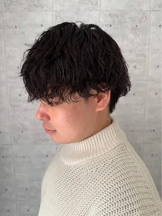 パーマ メンズ 曲がる縮毛矯正 /ハイライト/土屋丈のヘアスタイル