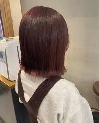 ミディアム カラー 暖色カラー🍊 ボブ🌿顔周りcutのヘアスタイル