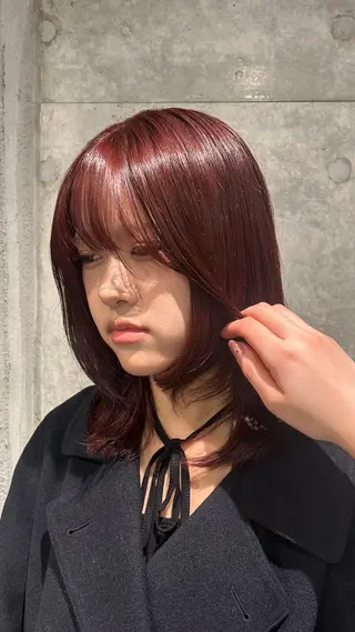 ミディアム カラー 透明感カラー/縮毛/ chino🍀のヘアスタイル