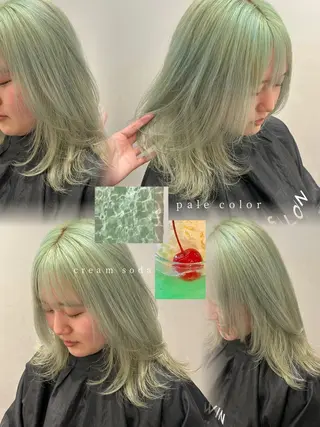 ミディアム カラー 🫒オリーブ/透け感 レイヤー🌿モエカのヘアスタイル