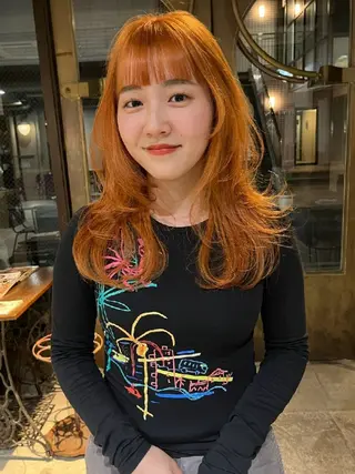 ロング カラー ヘアアレンジ ブリーチ矯正髪質改善 ✨オオエタクミのヘアスタイル