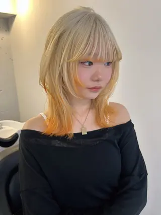 セミロング 綺星 ハイトーン/デザインのヘアスタイル