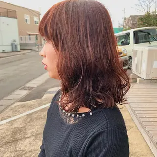 ミディアム カラー パーマ 中川 竜誠のヘアスタイル