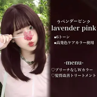 ロング カラー 💗愛され暖色💗 ピンク/レッド💗のヘアスタイル